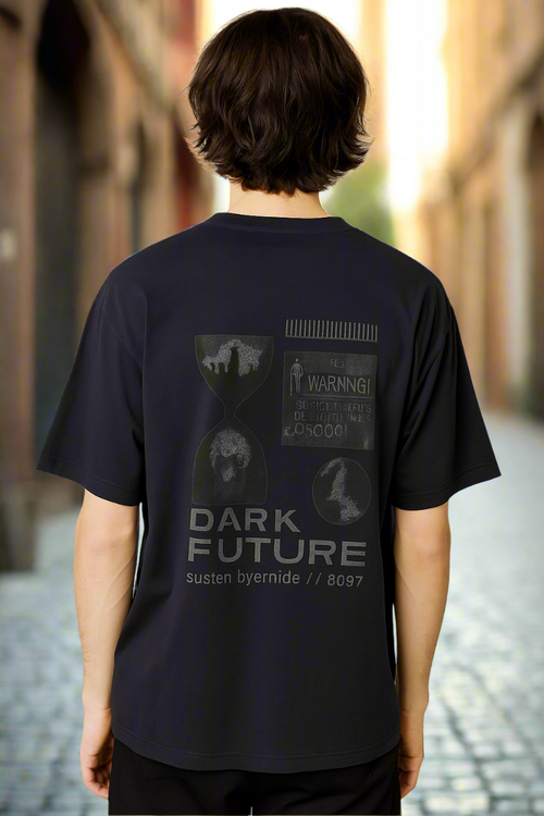 Dark Future Graphic Oversized T-Shirt – Black
